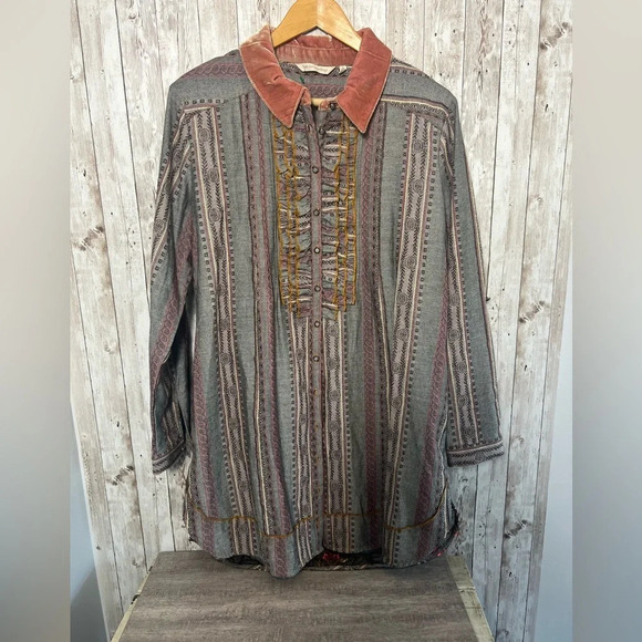 Soft Surroundings Tops - Soft Surroundings Mix-Media Long Top Tunic Size Large